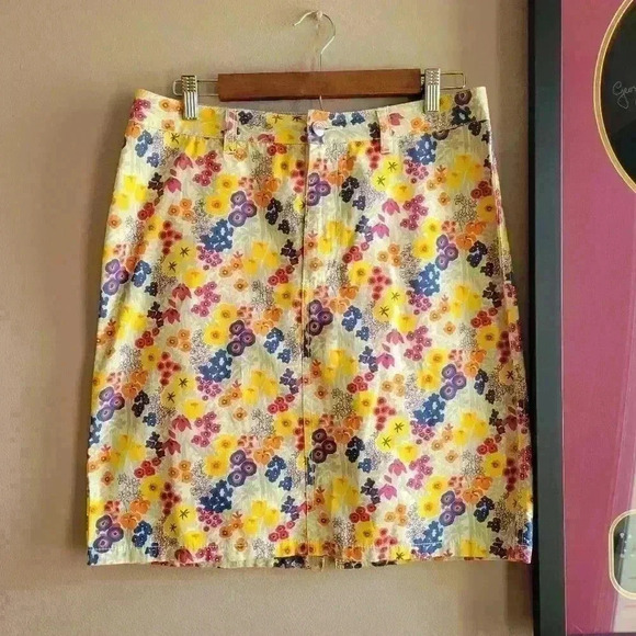 Tommy Hilfiger Floral Skirt Womens Size 8 Back Pocket Knee Length Boho Style - Picture 1 of 11